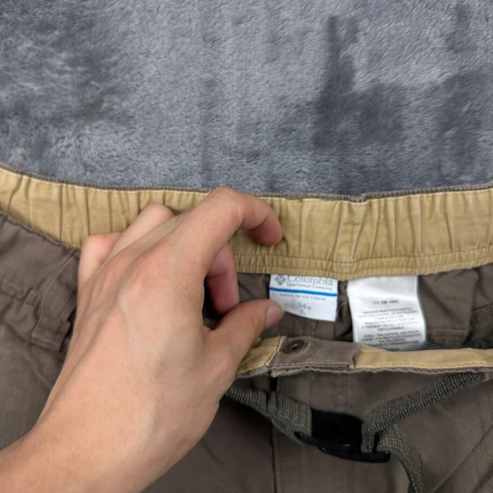 Columbia Cargo Shorts Mens 34 Brown Excellent Hiking Utility Belted Outdoor